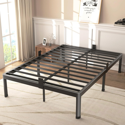 Queen Bed Frame with round Corner Edge Legs, 14 Inch High 3500 Lbs Heavy Duty Me - Picture 12 of 12