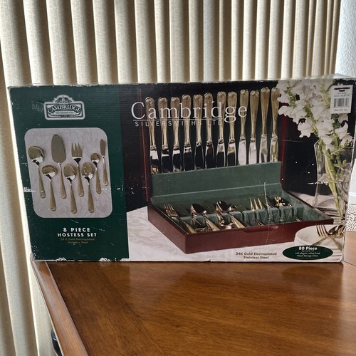 Cambridge Silversmiths 80-teiliges Service / 12 Edelstahl -24K Gold Besteck - Bild 1 von 16