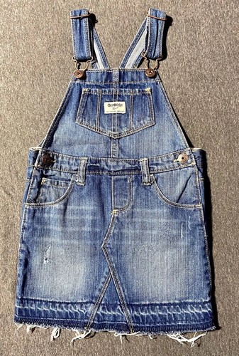 Oshkosh Kids Toddler Girls Size 4 Overalls Distressed Summer Jean Denim Dress - Picture 2 of 10