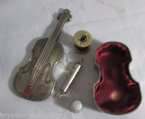 lined-CELLO-ETUI-w-red-stones-needle-thread-case-spool-thimble-Antique-c1900