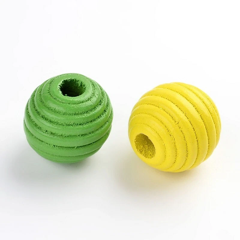 50 Holzperlen 20mm Bunte Holzkugeln Runde Bienenstock Schmuck Basteln Deko H84#2 - Bild 3 von 4