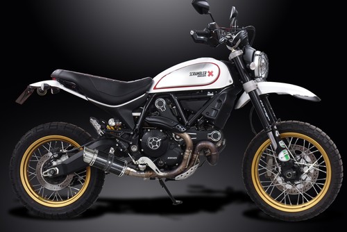 Kit silenciador de escape de carbono redondo de 8" trineo del desierto Ducati Scrambler 17-21 sin cordones - Imagen 6 de 7