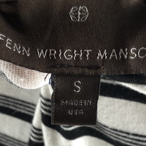 Fenn Wright Manson Top Size Small White Black Striped Chiffon Hem Shirt Womens - Picture 4 of 5