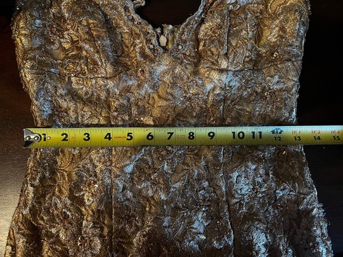 Mandalay gold embroidered mesh beaded dress gold size 6 New - Picture 13 of 15