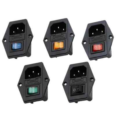 1set 10A 250V Inlet Module Plug Rocker Switch Male Power Socket 3 Pin IEC320 C14