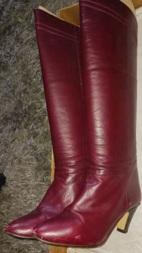Beautiful Elegant Vintage Etienne Aigner Oxblood Leather Heeled Boots Sz 7.5N - Picture 6 of 10