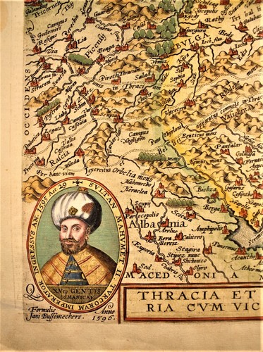 MATTHEW QUAD 1596 ENGRAVED MAP OF THRACE BULGARIA CONSTANTINOPLE GREECE BALKANS - Picture 6 of 9