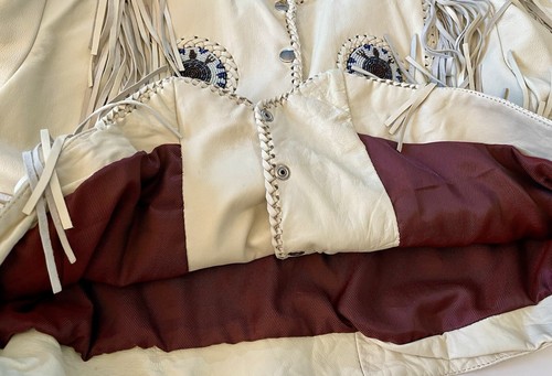 Vintage SUNRIDERS Western Wear Womens 3XL Butter Leather Fringe Beaded Jacket * - Picture 12 of 21