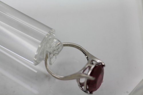 14k White Gold Lab Created Large Red Ruby Oval Solitaire Ring Size 9.25 - Bild 5 von 11