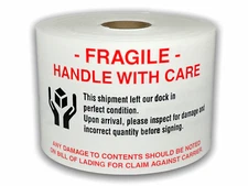 3x5 Fragile Inspect for Damage Labels (Hands & Box - Rd/Wh/Blk) 1 Roll of 250