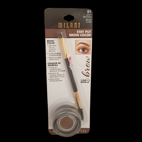 Milani STAY PUT BROW COLOR 12HR Long Lasting Waterproof #01 SOFT BROWN 0.06 oz