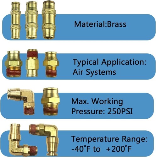 Versatile Brass Union Fittings Set for Air Brake Systems - Temperature Resilient - Foto 7 di 9