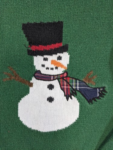J Khaki Sweater Boy 4 Green Knit Pullover Christmas Snowman Embroidered Scarf - Picture 6 of 12