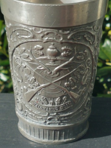 Glenningloh Waidmanns Heil Zinn geprägt Trinkbecher Jagdszenen Amor 4,5 - Bild 4 von 12