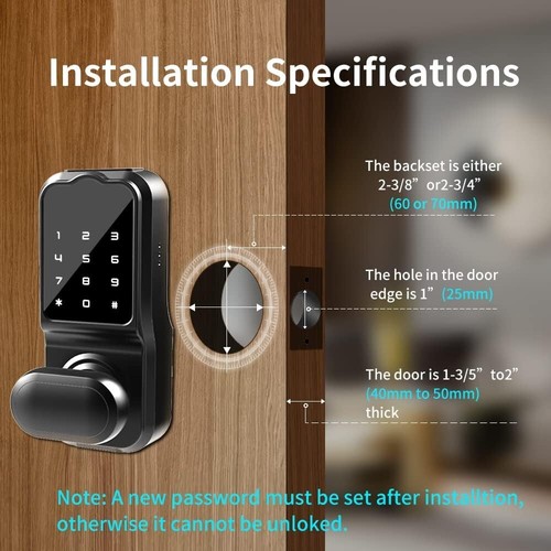 Cerradura Para Puerta De Entrada Sin Llave Inteligente Con Aplicación Bluetooth - Picture 5 of 7