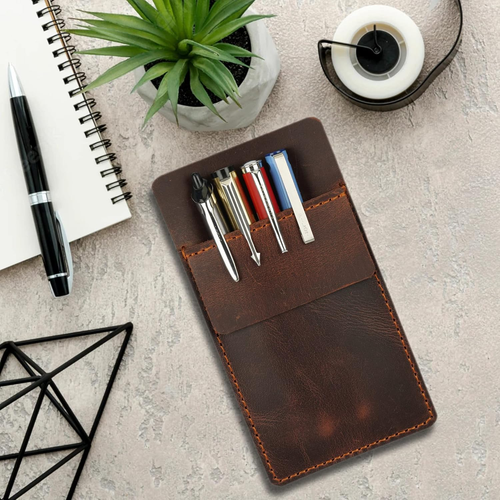 Pocket Protector for Men, Full Grain Heavy Duty Leather Pen Protect Holder for S - Picture 8 of 12