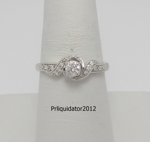 Anillo de boda nupcial de aniversario de compromiso de diamantes naturales de 1/4 quilates de oro blanco de 10 quilates