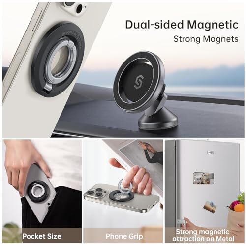 for MagSafe Ring Holder, Magnetic Phone Ring Holder Magnet Cell Phone Black - Picture 4 of 7