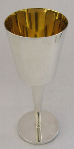 ENGLISH STERLING SILVER MID CENTURY MODERN GOBLET CHALICE 1977 STYLISH 184g - Picture 5 of 11