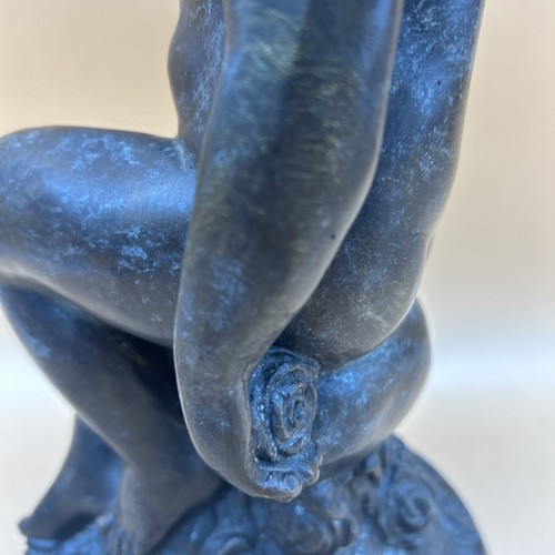Hen Feathers Whispering Angel Statue Sculpture Hand Rubbed Resin Patina - Picture 15 of 24
