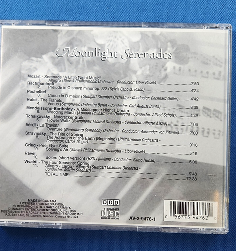 Moonlight Serenades CD Disc 1 Mozart Verdi Tchaikovsky Ravel Grieg + More - Foto 2 di 3
