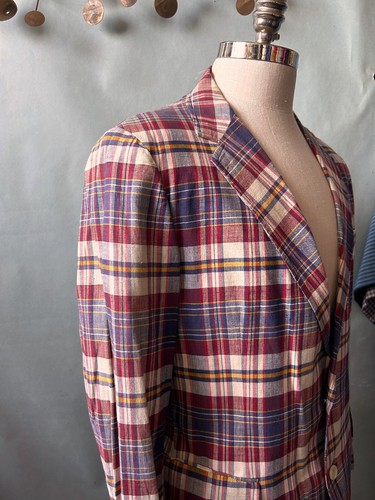 Vintage Polo Ralph Lauren 70s Madras Sport Coat Blazer 39 40 R Nantucket Preppy - Picture 7 of 14
