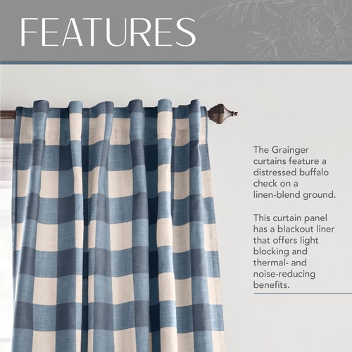 Elrene Home Fashions Farmhouse Living Grainger Buffalo-Check Blackout Window ... - Bild 3 von 7