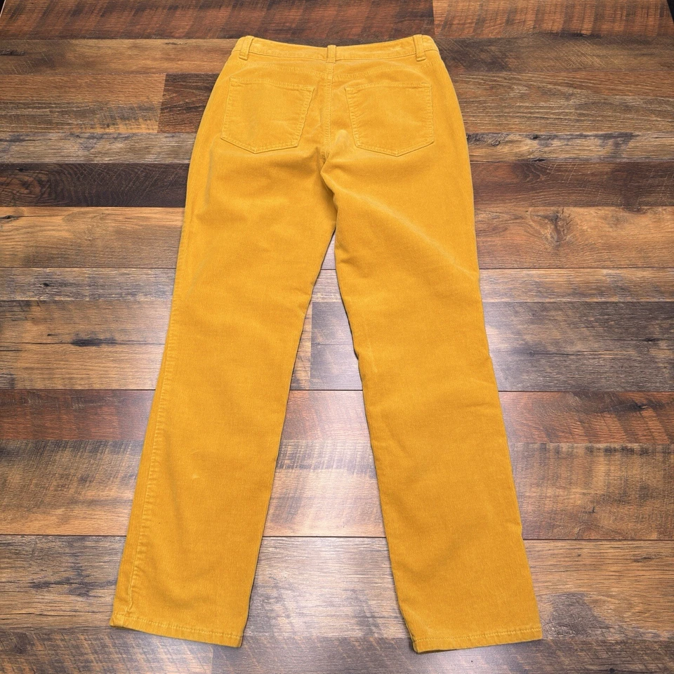 Talbots Corduroy Straight Leg Pant 2 Petite Yellow Mid Rise Curvy Stretch - Image 2 of 4