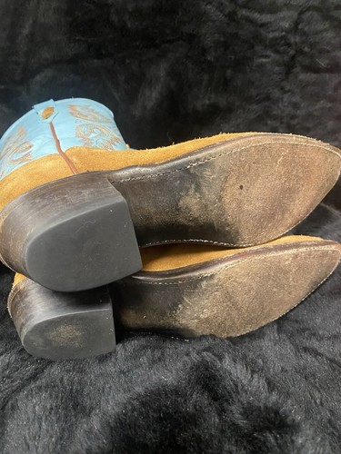 Lucchese 1883 TURQUOISE Soft Leather 7.5 Suede, Womans Western Cowboy Boots - Picture 7 of 11