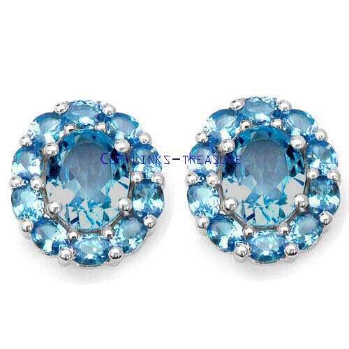 Natural Blue topaz Gemstones with 925 Sterling Silver Cufflinks For Men's #449 - Bild 2 von 3