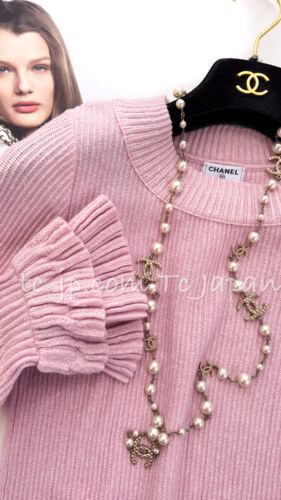 CHANEL 13C Pink Cashmere Knit Tops Sweater 40 42 US8 10 Pristine - Picture 4 of 14
