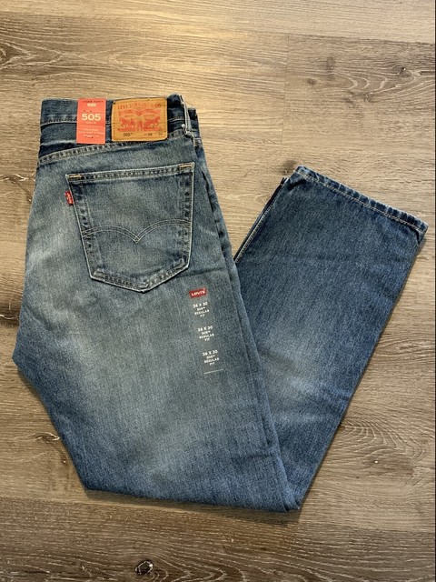 Levi's 505 Regular Straight Leg Blue Jeans 36 for sale online | eBay