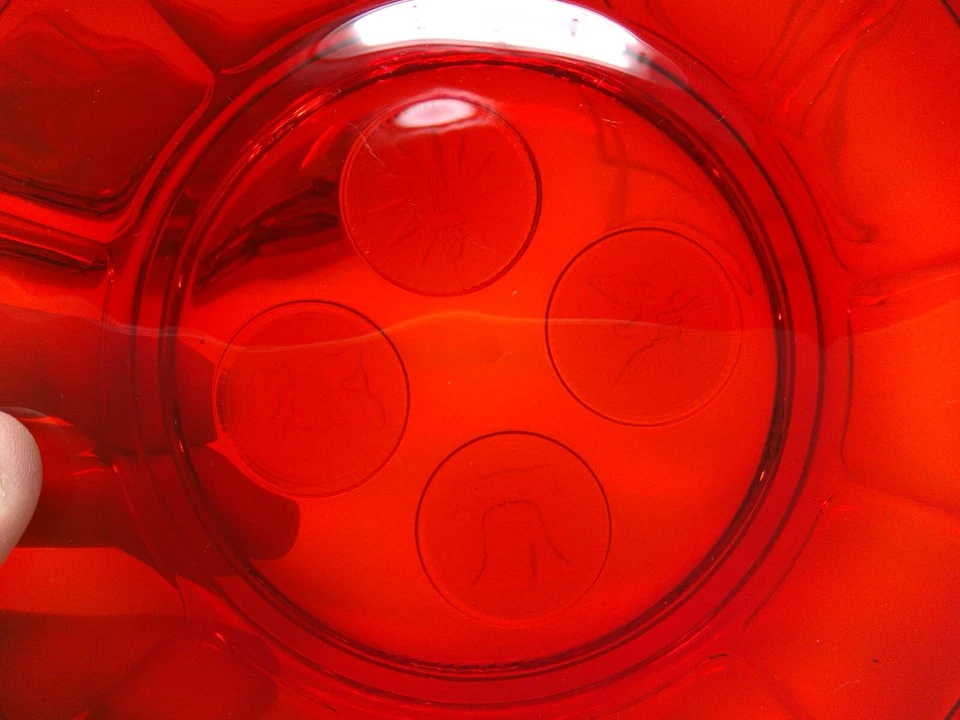 Set of 3 Fostoria RED Coin Glass Plates - Image 3 of 4