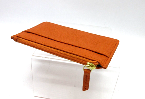 Kartenetui oder Münzen 3x5" Reißverschluss oben Leder GiGi New York Orange - Bild 3 von 12
