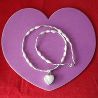 Beautiful Necklace With Silver And Mother Of Pearl 15 Inc.long + Pendant Beautiful Necklace With Silver And Mother Of Pearl 15 Inc.long + Pendant