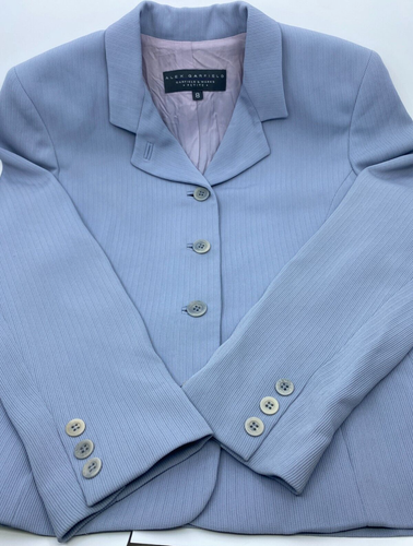 Alex Garfield 2 Piece Suit Skirt Size 10P Jacket Size 8P Light Blue - Picture 9 of 21