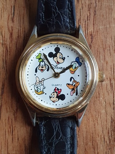 Orologio Disney Time Works Cinturino in pelle nera batteria nuova