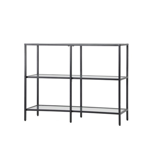 Oikiture Console Table Tempered Glass Sofa Table Hall Side Entry 3 Shelves Black - Picture 5 of 10