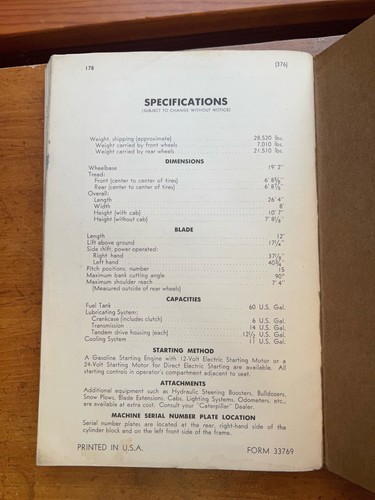 Kat Raupe Nr. 1962 14 Motor Grader OEM Teile Buch Katalog Handbuch - Bild 2 von 6