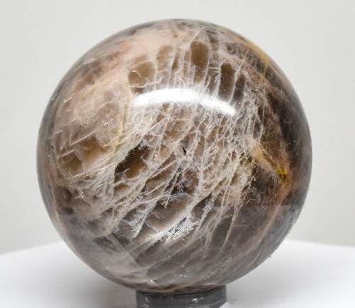 Sfera pietra di luna arancione nero scintillante 47 mm pietra preziosa lucida sfera - Madagascar - Foto 5 di 5