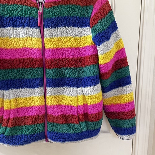 Mini Boden Rainbow Striped Cosy Reversible Fleece Hoodie Jacket Girls Size 11-12 - Picture 5 of 24