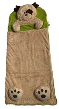 HugFun Costco Kids Plush Puppy Dog Sleeping Bag Beige Zipper Closure 66"x28"