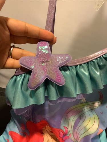 Disney Store Ariel Swimsuit The Little Mermaid Girls 5/6 One Piece Blue Purple - Picture 6 of 9