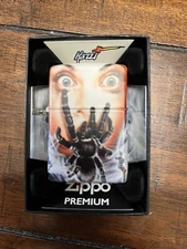 540 DESIGN SPIDER HORRIFIED WOMAN SKULL CLAUDIO MAZZI ZIPPO LIGHTER MINT IN BOX