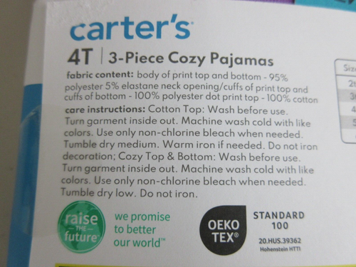 Carters 4T Toddlers 3-piece Holiday Super Soft Cozy Pajamas - Purple Gray (NWT) - Picture 5 of 5
