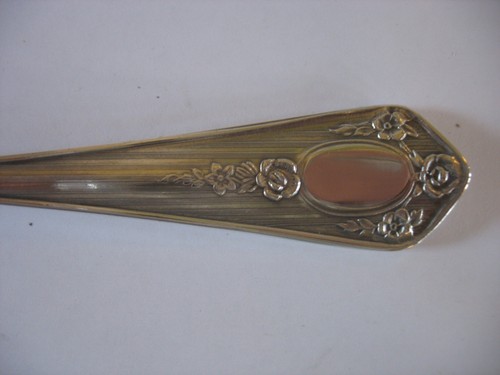 Cuchara de aderezo para servir plateada de alpaca de México de colección 11 3/4" Art Deco - Imagen 2 de 7