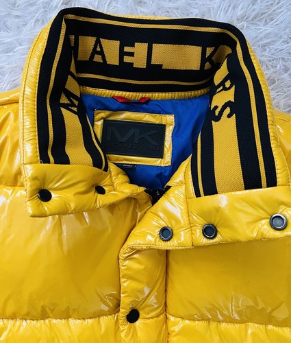 MICHAEL KORS Yellow Quilted Patent Nylon Puffer Insulated Jacket Medium - Bild 8 von 14
