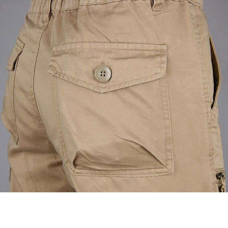 US Men's Cargo Pants 100% Cotton Work Pant Elastic Waist Trousers Outdoor Pants