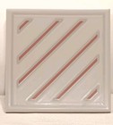 Vintage American Olean Ceramic Wall Grey Tile 6" W/ Pink Stripe Made In USA