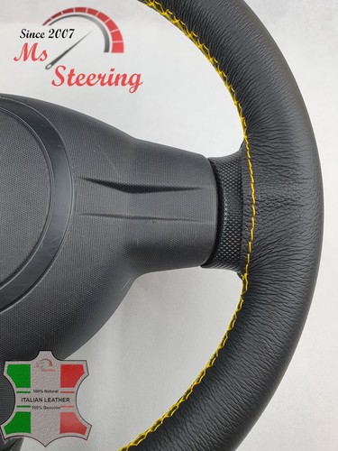FOR PLYMOUTH ACCLAIM 89-95 BLACK LEATHER STEERING WHEEL COVER, YELLOW 2 STIT - Picture 5 of 12